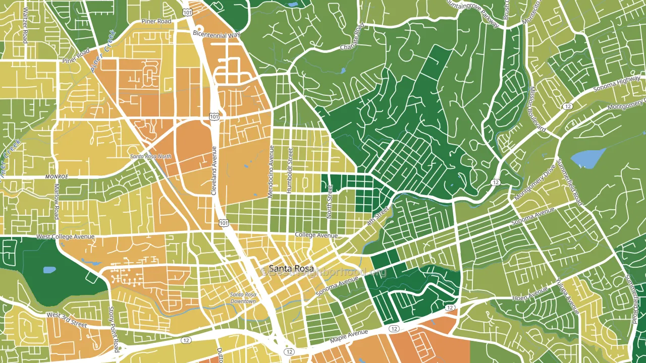Junior College Neighborhood Assc., Santa Rosa, CA block-group voter-turnout map
