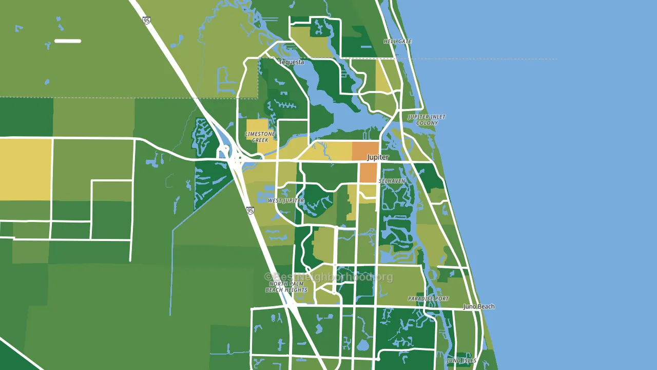 Jupiter, FL block-group voter-turnout map
