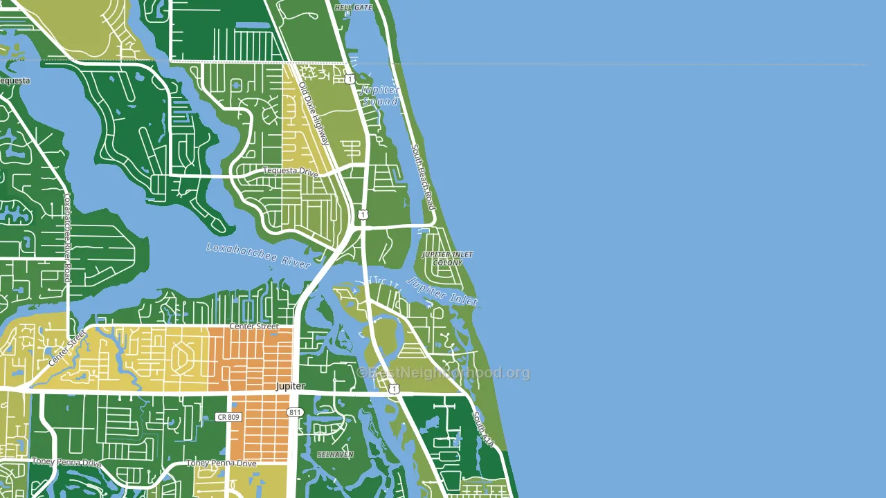 Jupiter Inlet Colony, FL block-group voter-turnout map