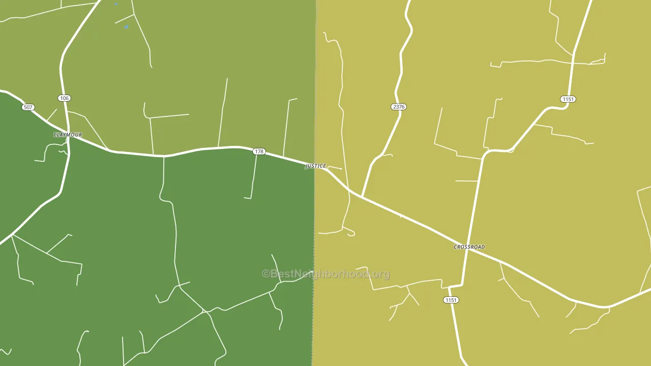 Justice, KY block-group voter-turnout map