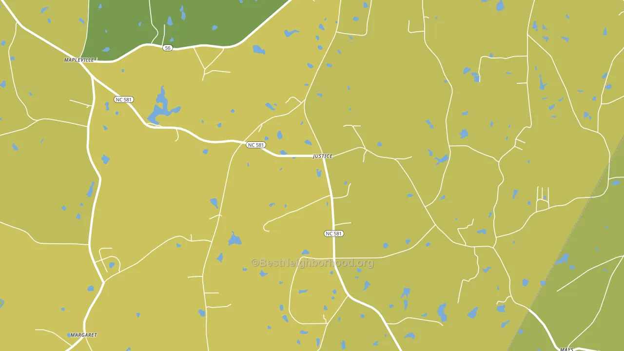 Justice, NC block-group voter-turnout map