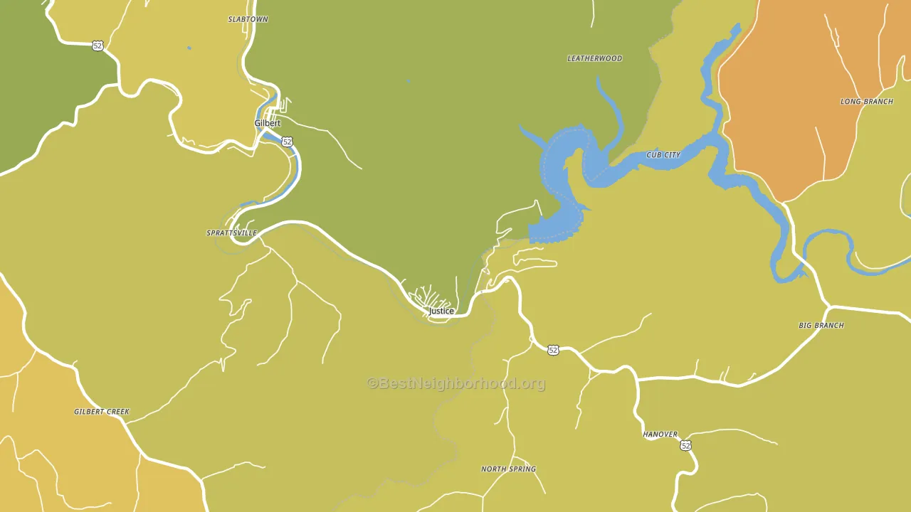 Justice, WV block-group voter-turnout map