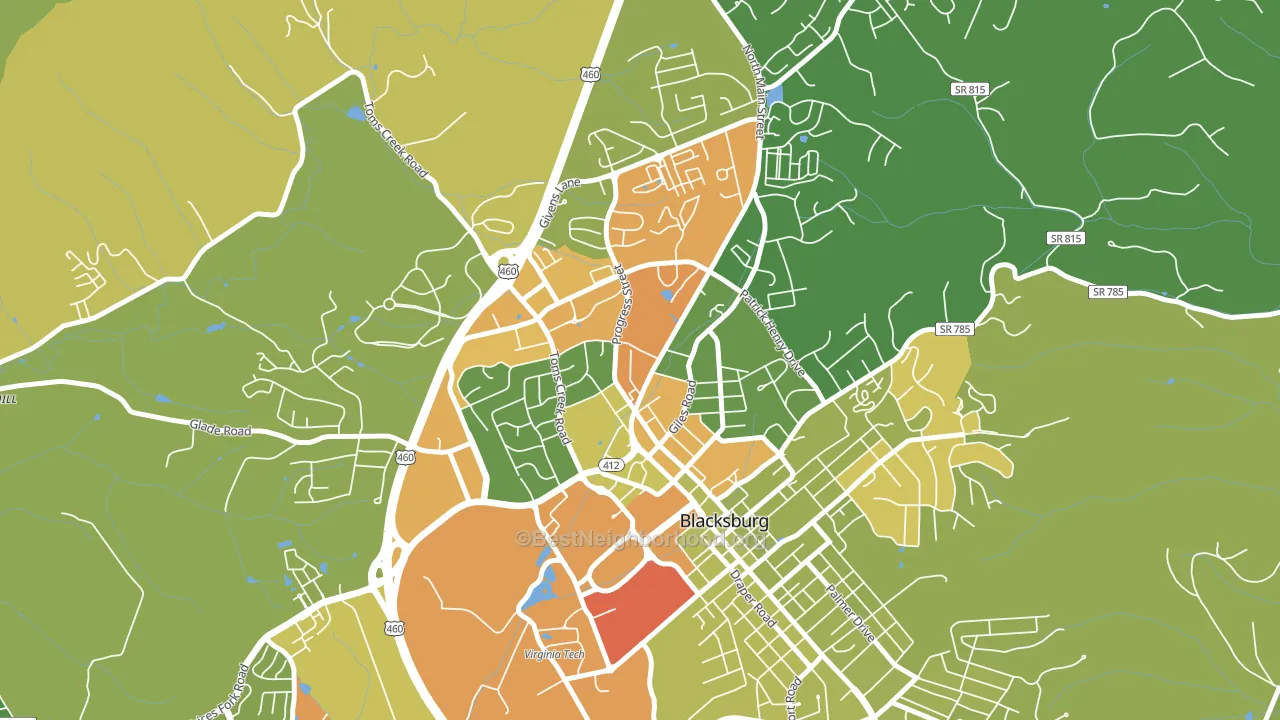 Kabrich Crescent, Blacksburg, VA block-group voter-turnout map