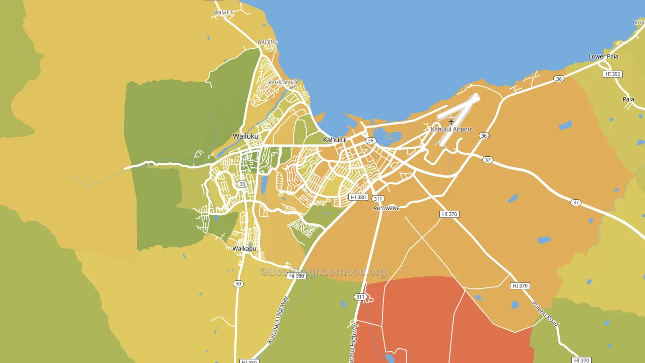 Kahului, HI block-group voter-turnout map