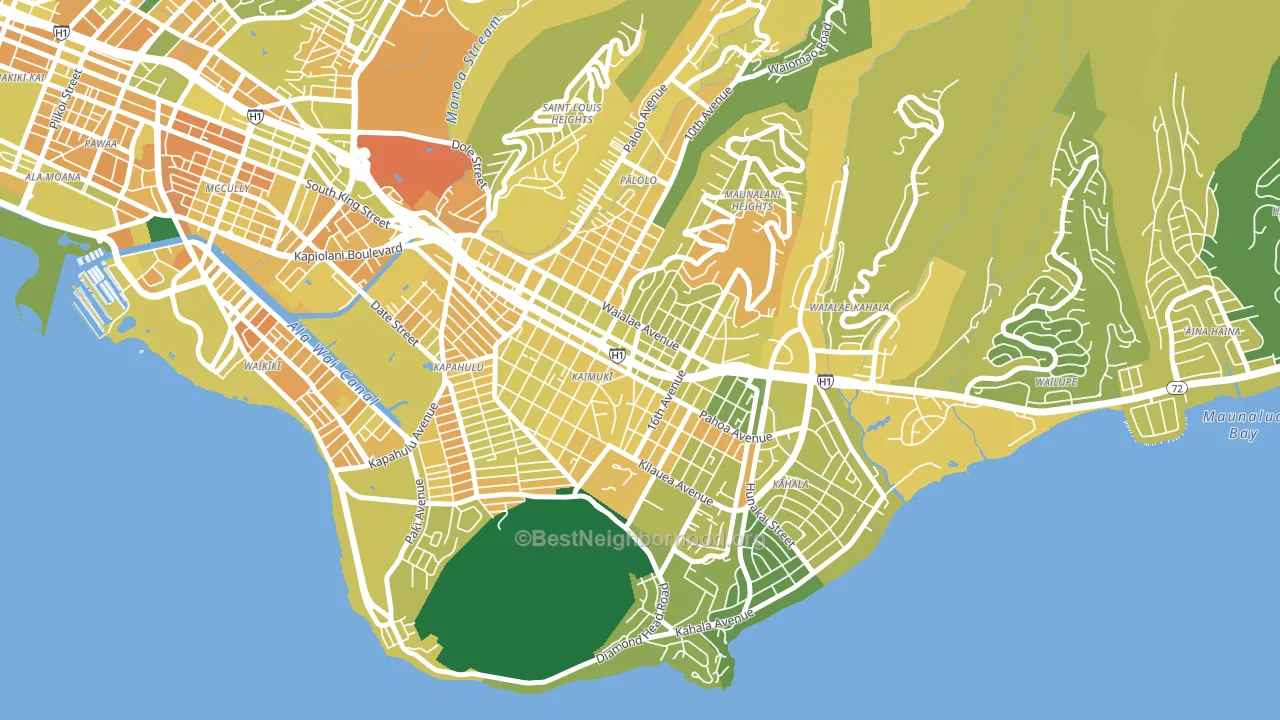 Kaimuki, Honolulu, HI block-group voter-turnout map