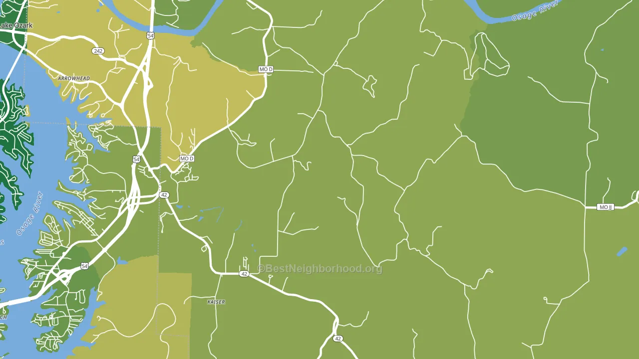 Kaiser, MO block-group voter-turnout map
