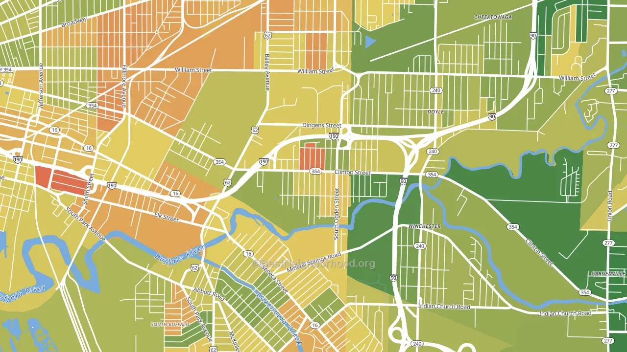 Kaisertown, Buffalo, NY block-group voter-turnout map