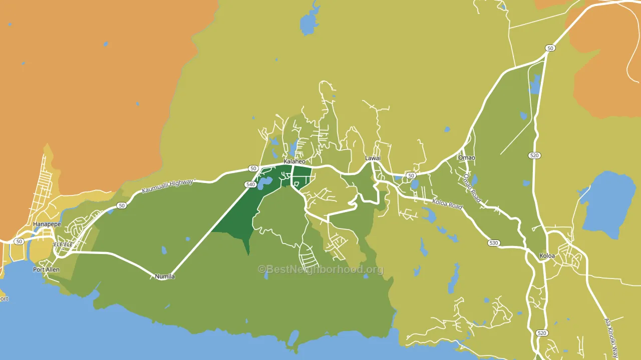 Kalaheo, HI block-group voter-turnout map