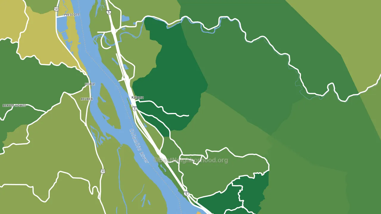 Kalama, WA block-group voter-turnout map