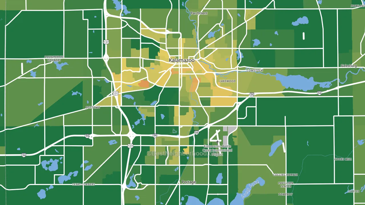 Kalamazoo County, MI block-group voter-turnout map
