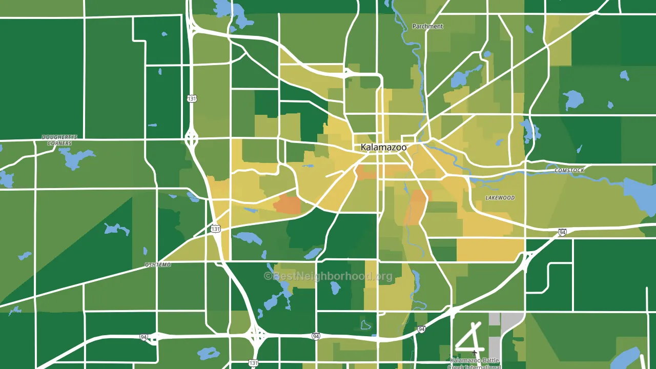 Kalamazoo, MI block-group voter-turnout map