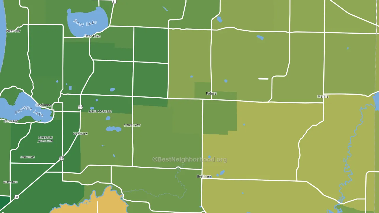 Kaleva, MI block-group voter-turnout map