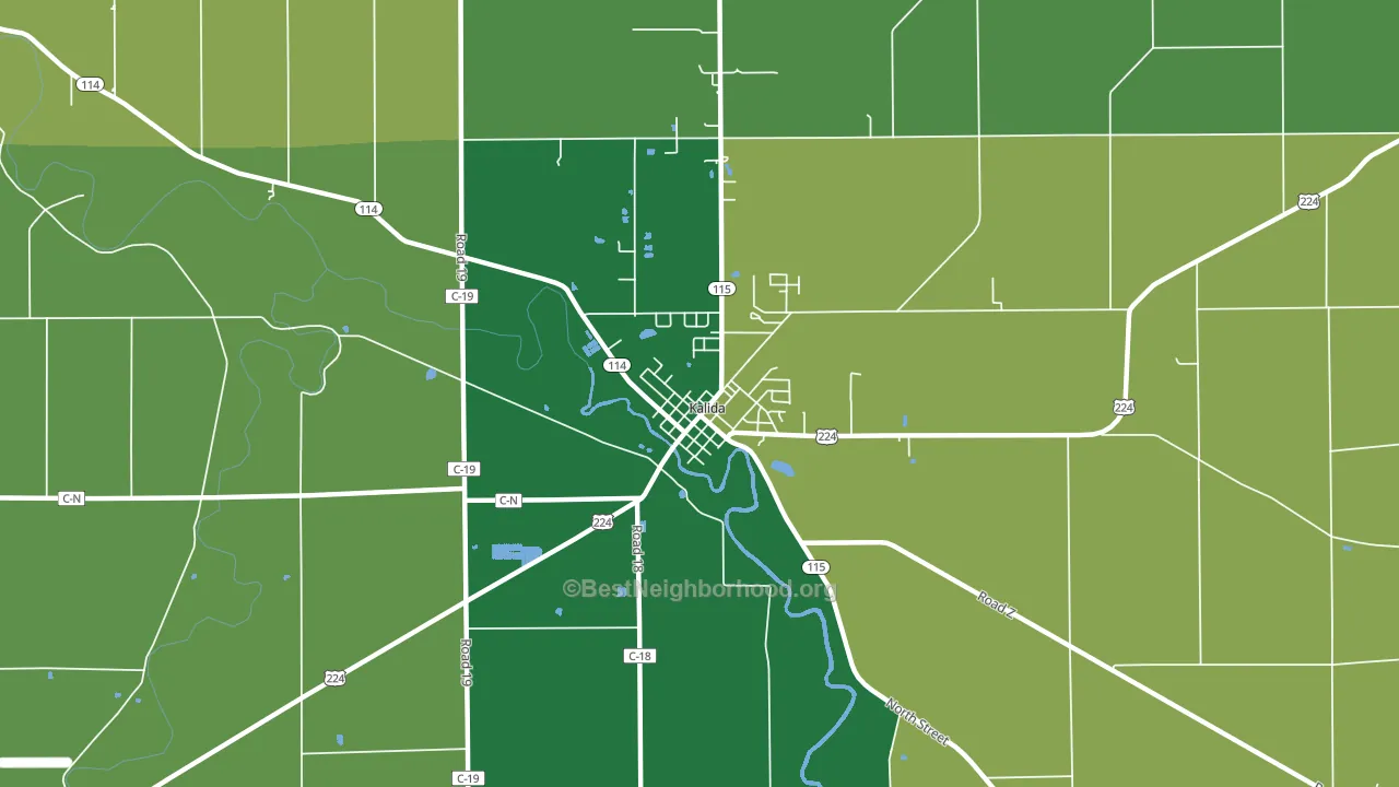 Kalida, OH block-group voter-turnout map