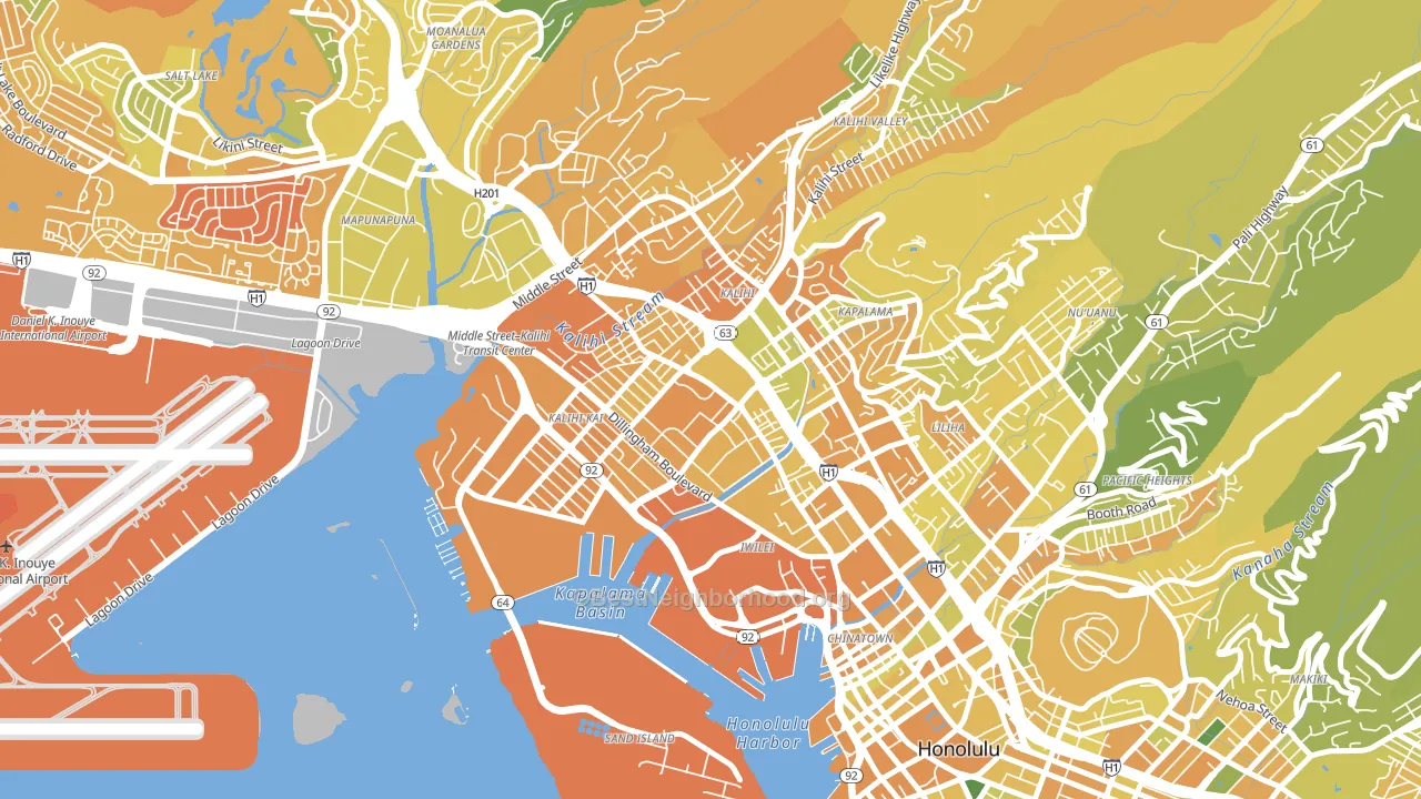 Kalihi-Palama, Honolulu, HI block-group voter-turnout map