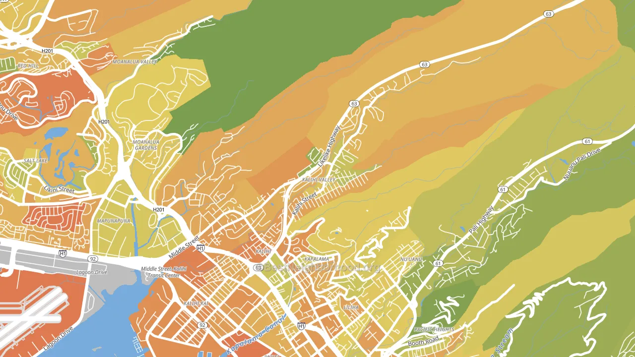 Kalihi Valley, Honolulu, HI block-group voter-turnout map