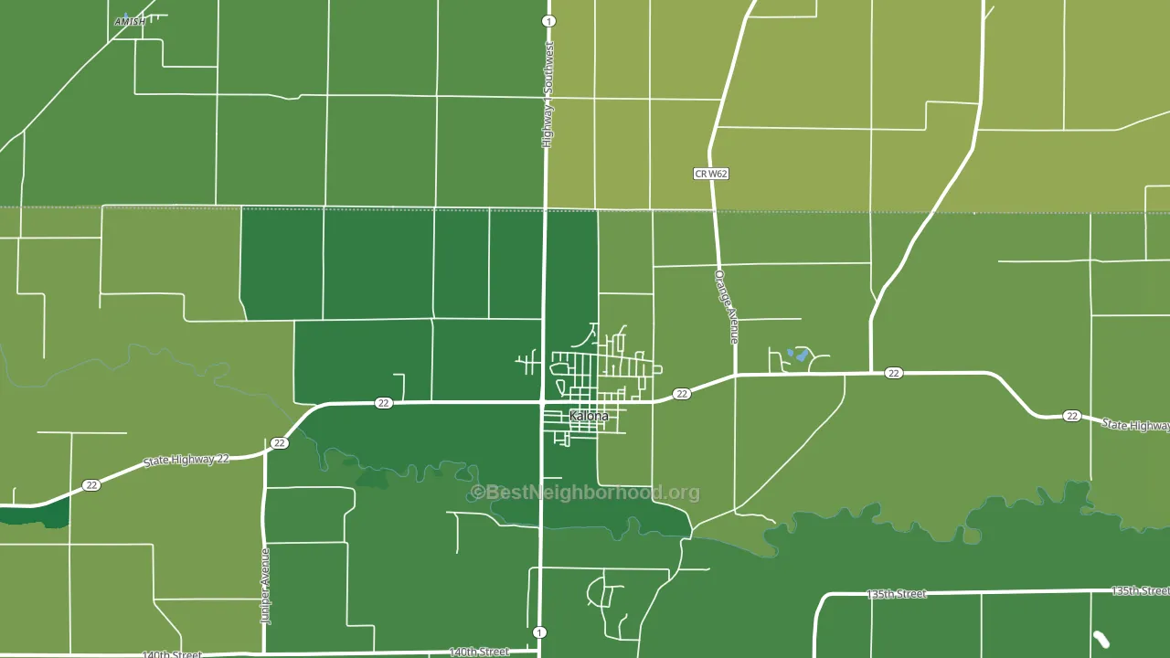 Kalona, IA block-group voter-turnout map