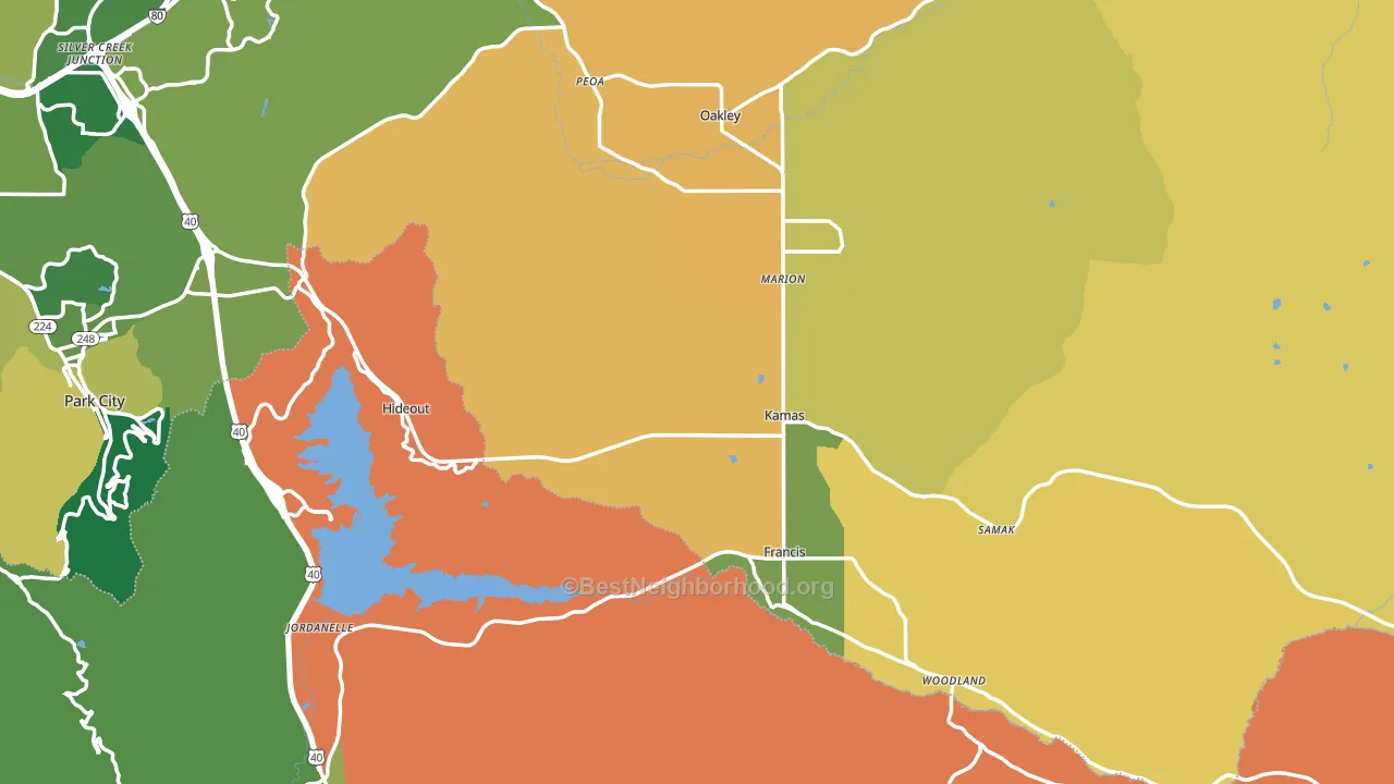 Kamas, UT block-group voter-turnout map