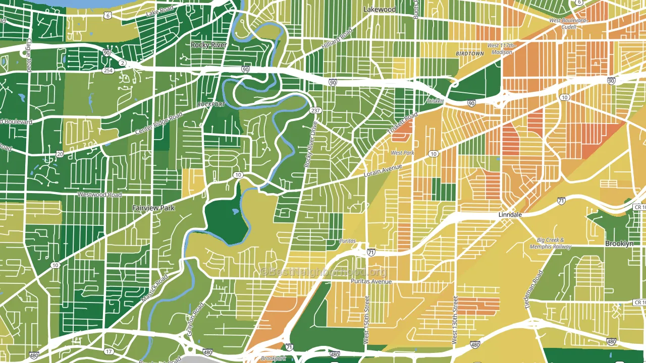 Kamms Corner, Cleveland, OH block-group voter-turnout map