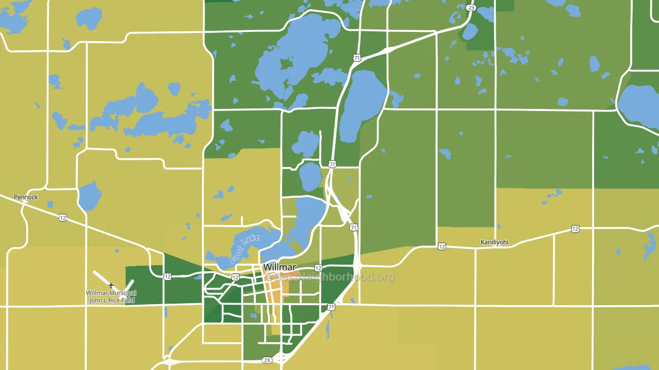 Kandiyohi County, MN block-group voter-turnout map