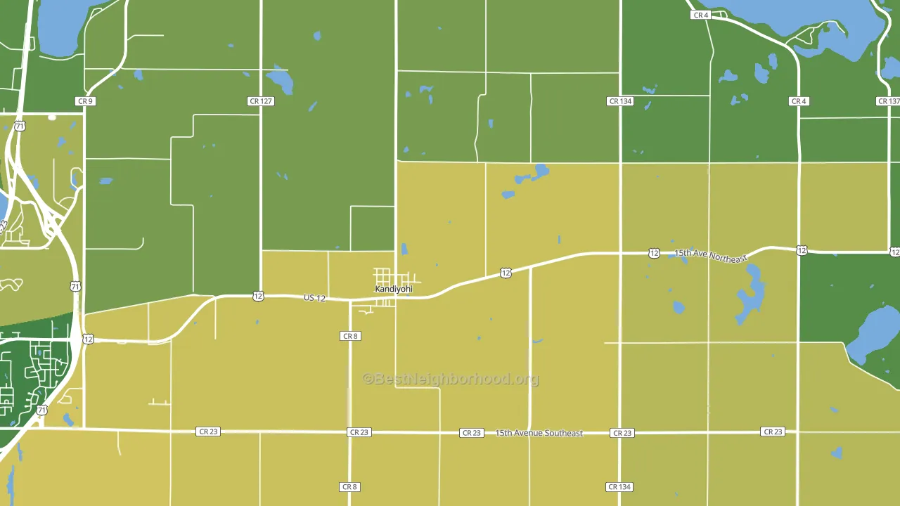 Kandiyohi, MN block-group voter-turnout map