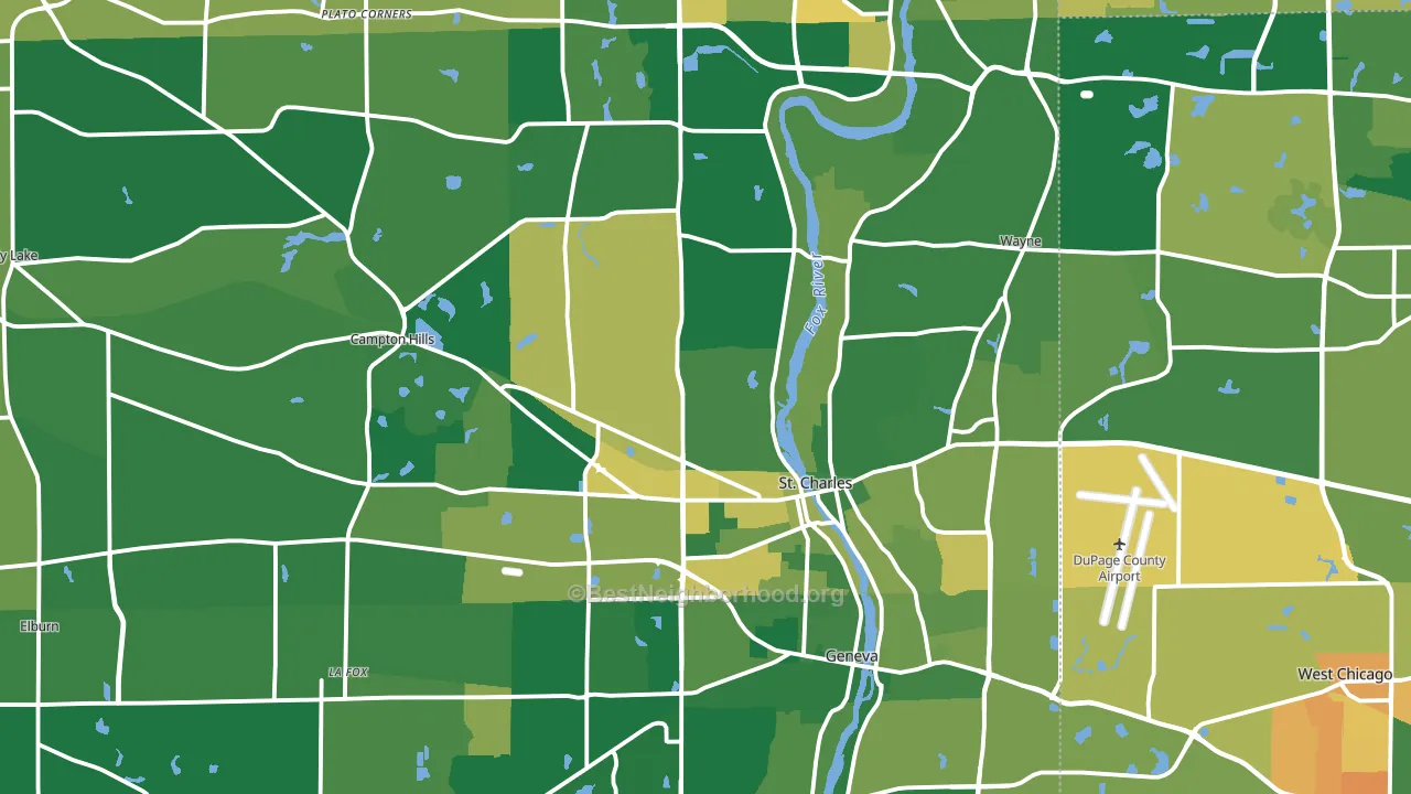 Kane County, IL block-group voter-turnout map