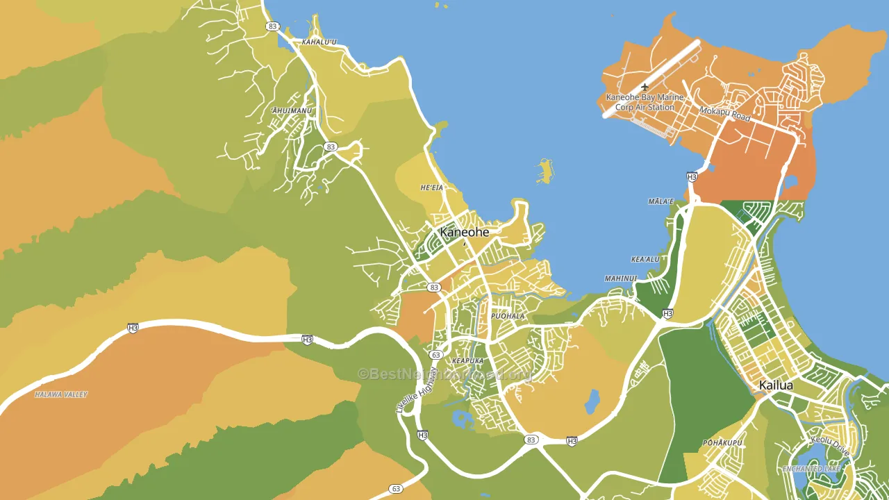 Kaneohe, HI block-group voter-turnout map
