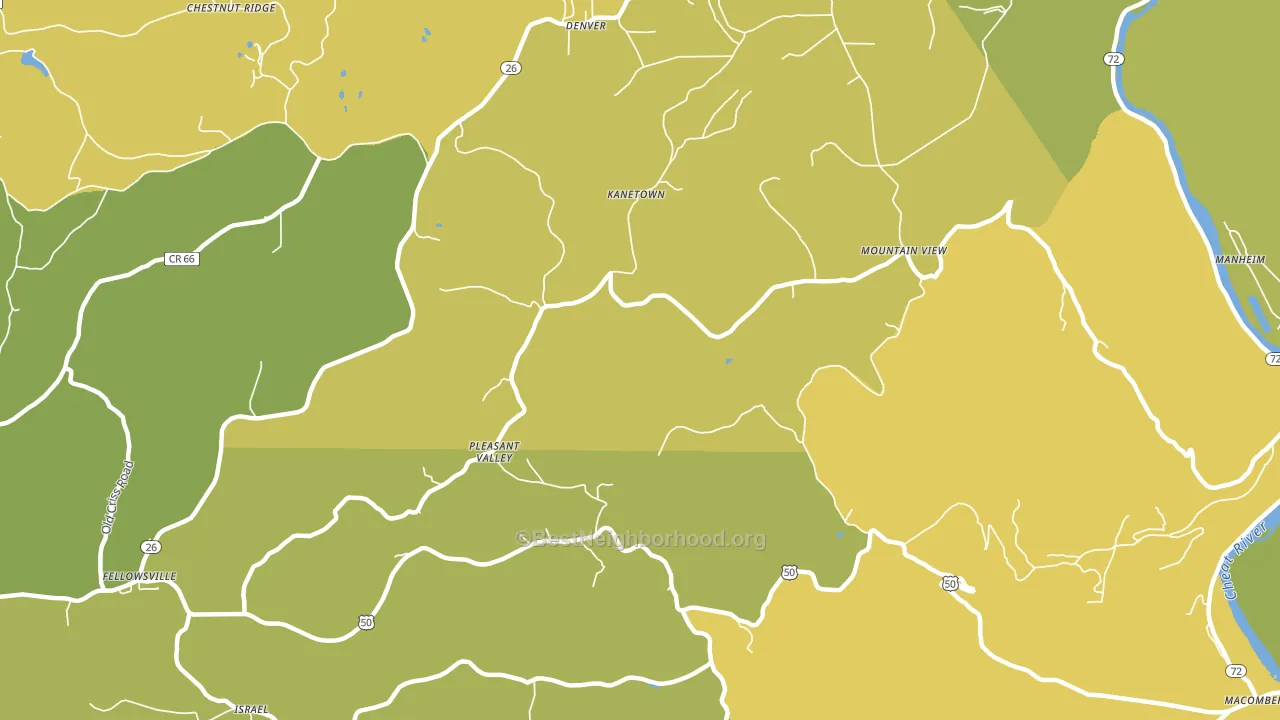 Kanetown, WV block-group voter-turnout map