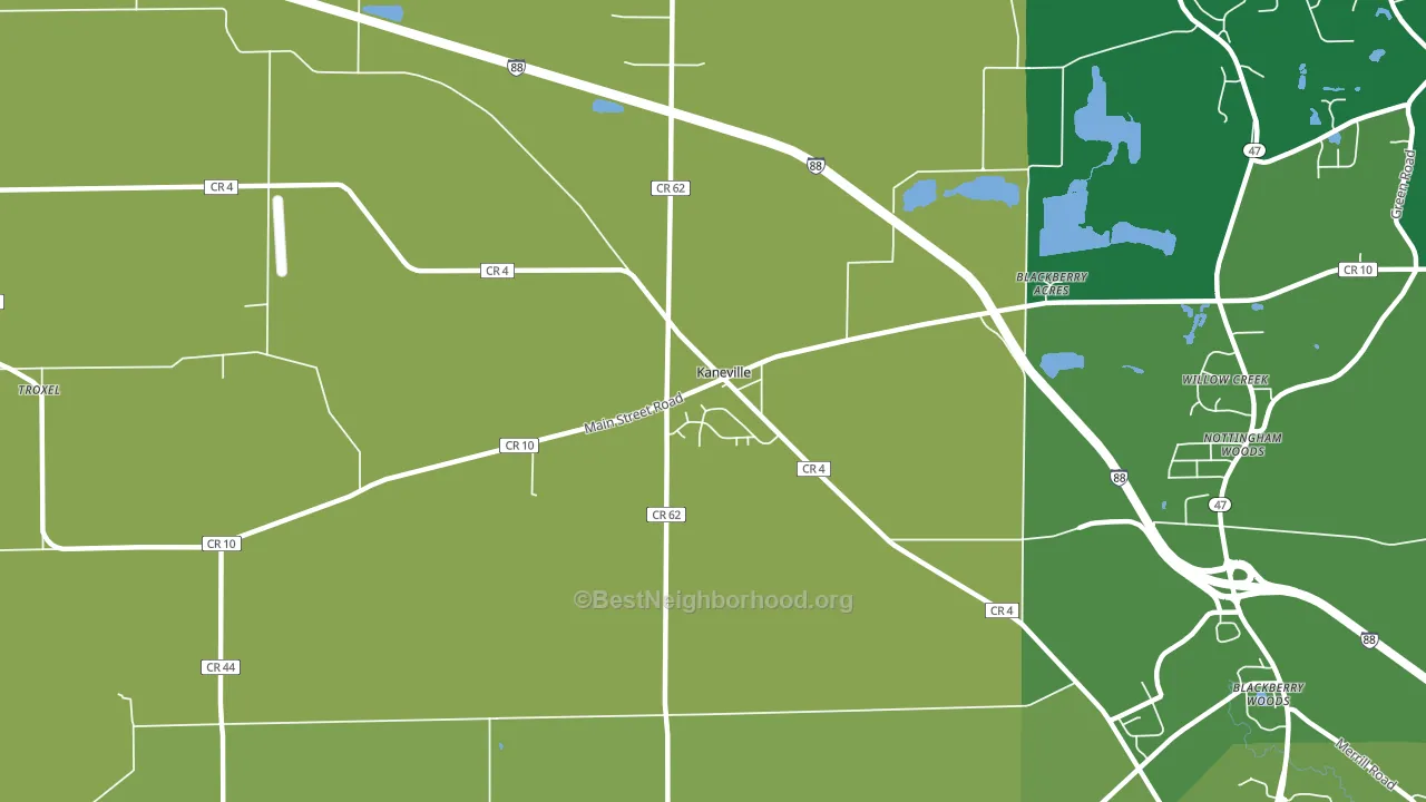Kaneville, IL block-group voter-turnout map