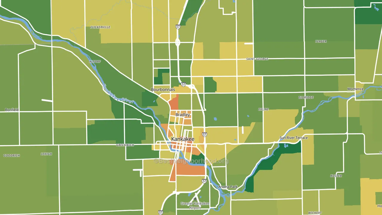 Kankakee County, IL block-group voter-turnout map