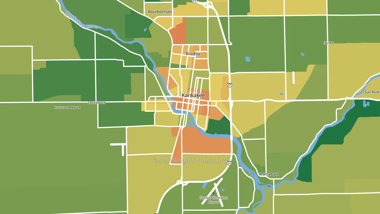 Kankakee, IL block-group voter-turnout map