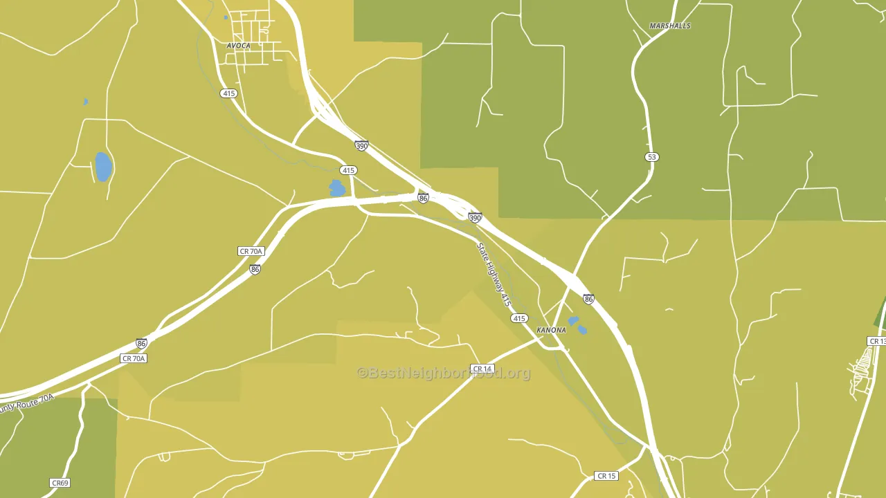 Kanona, NY block-group voter-turnout map