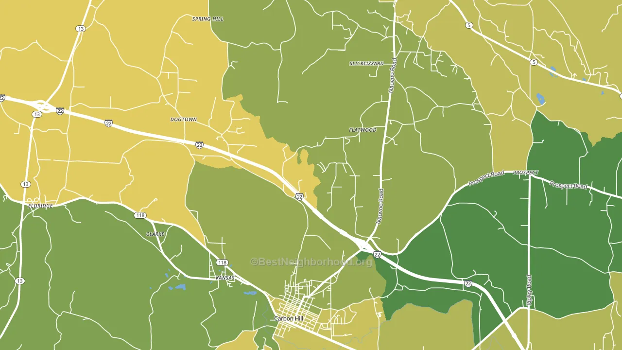 Kansas, AL block-group voter-turnout map