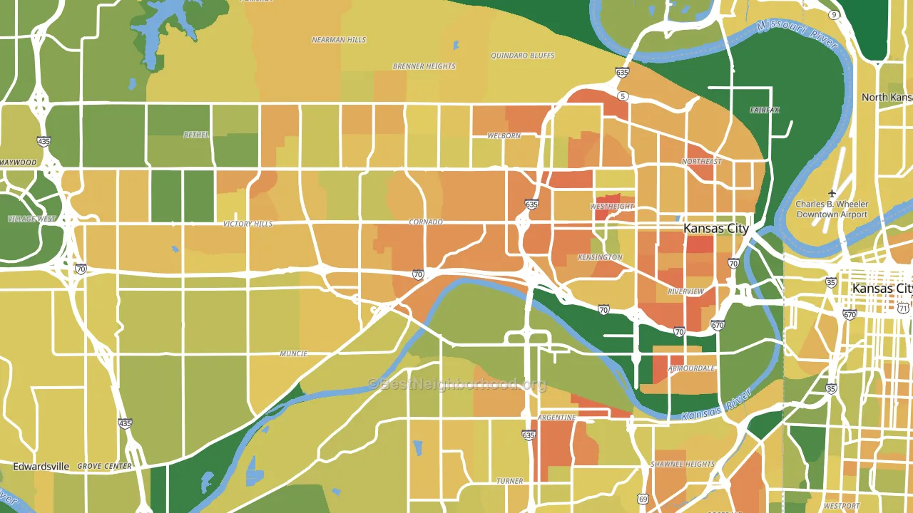 Kansas City, KS block-group voter-turnout map
