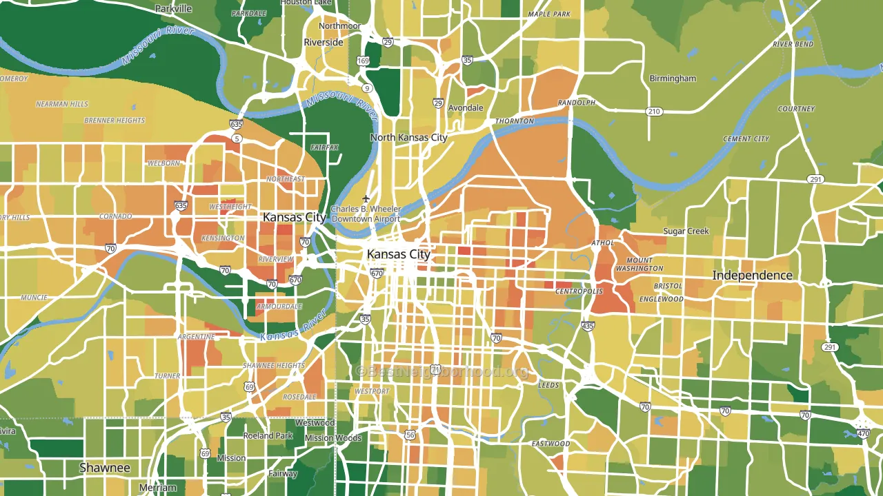 Kansas City, MO block-group voter-turnout map