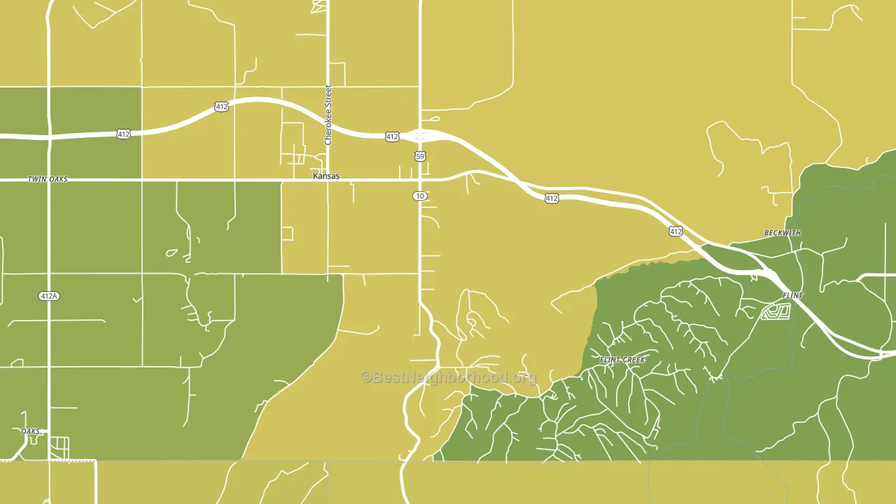 Kansas, OK block-group voter-turnout map