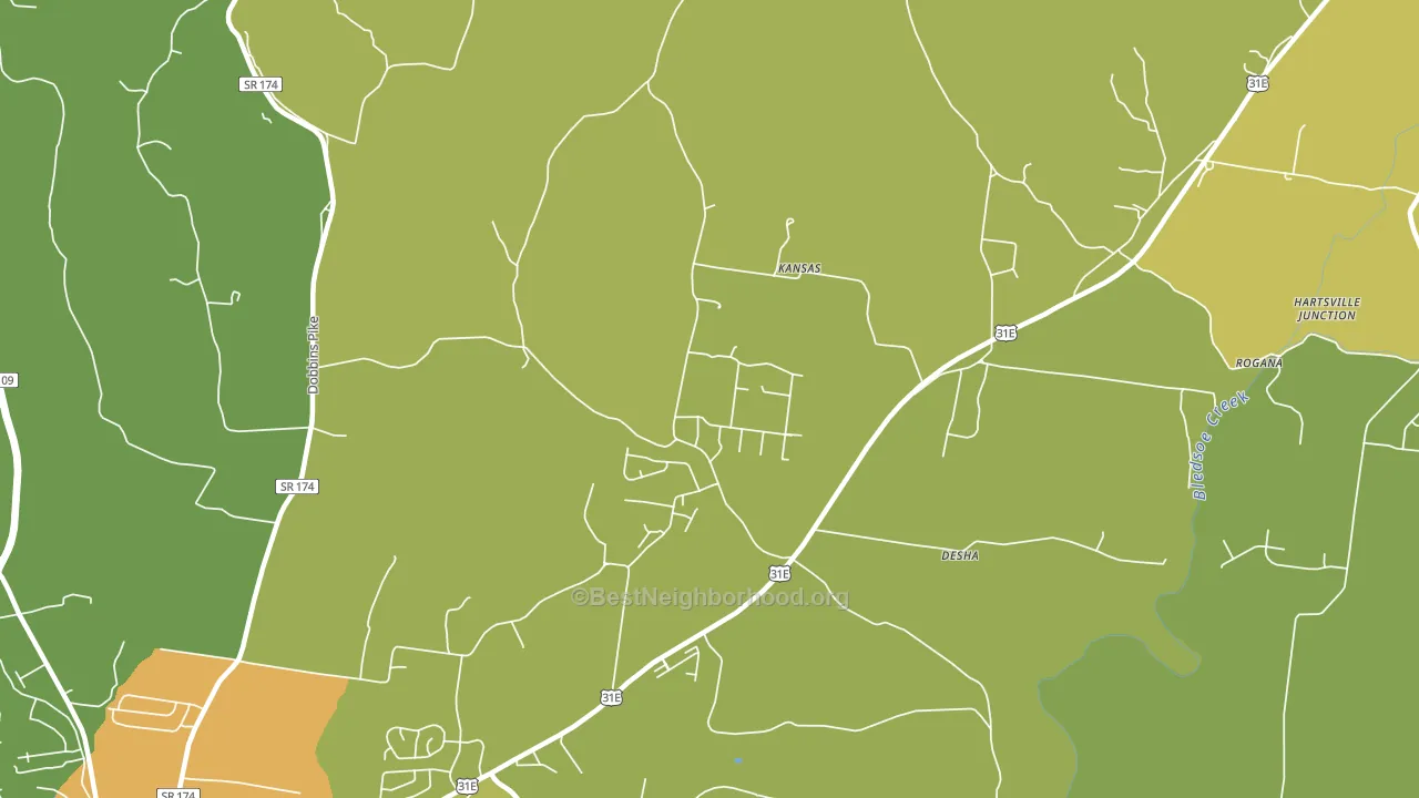 Kansas, TN block-group voter-turnout map