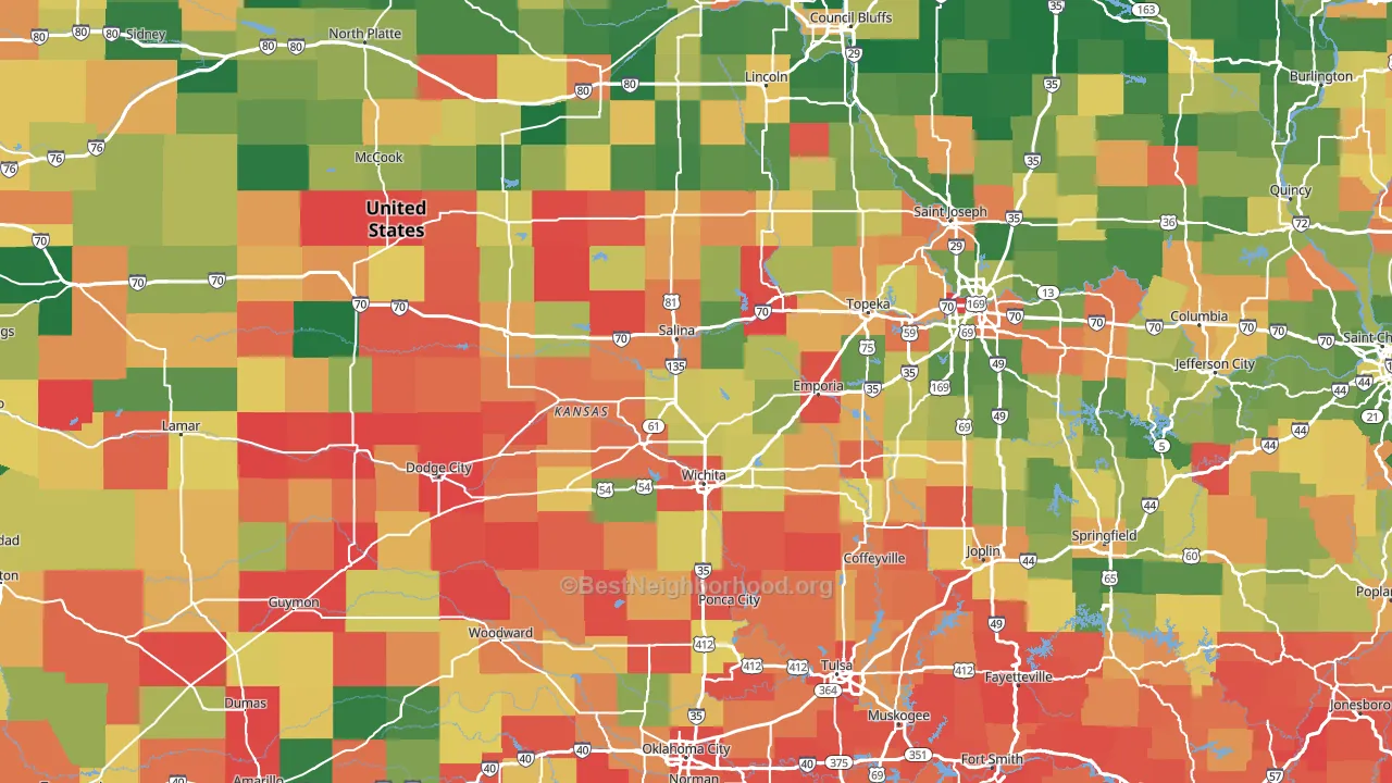 Kansas block-group voter-turnout map