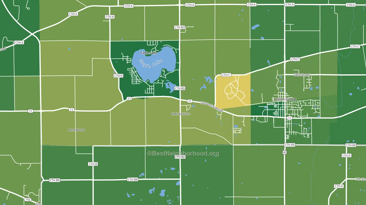 Kansasville, WI block-group voter-turnout map