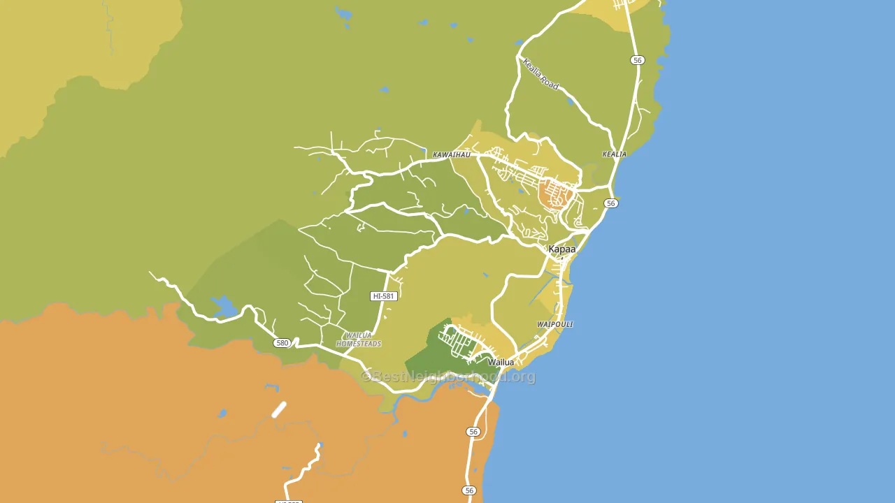 Kapaa, HI block-group voter-turnout map