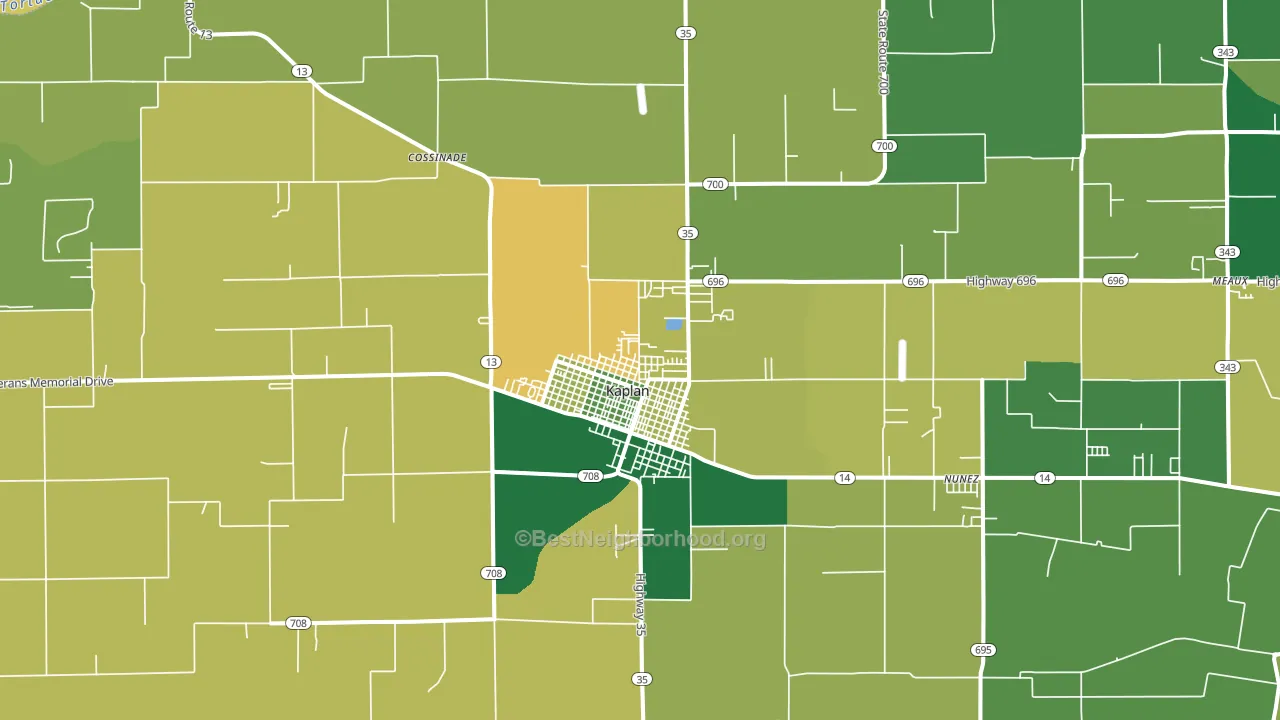 Kaplan, LA block-group voter-turnout map