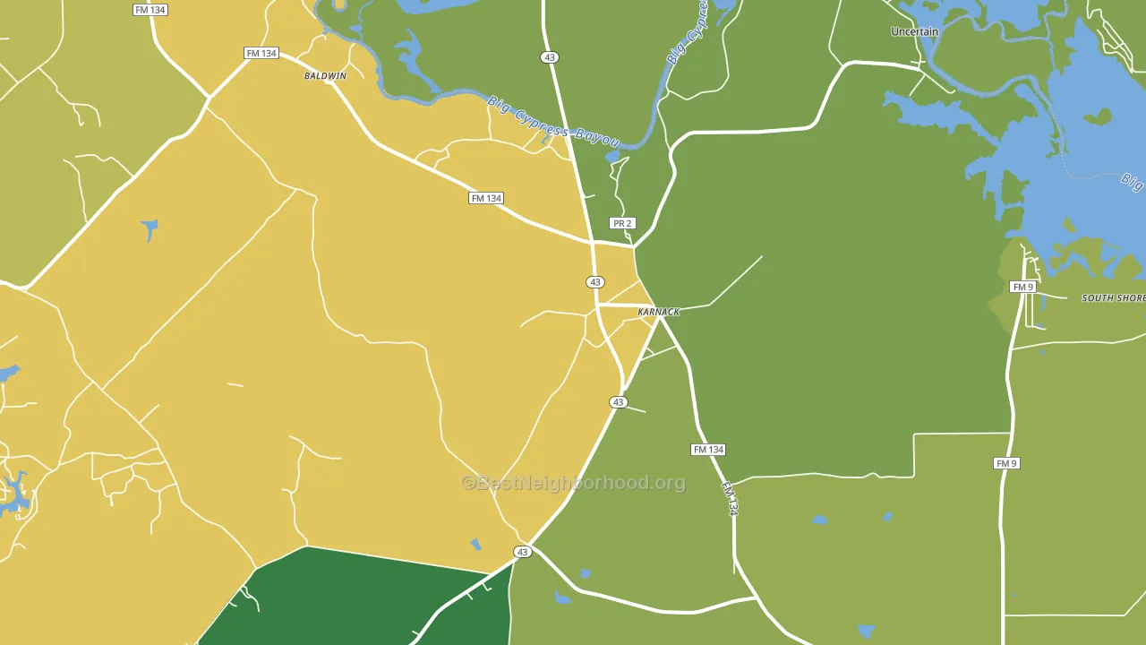 Karnack, TX block-group voter-turnout map