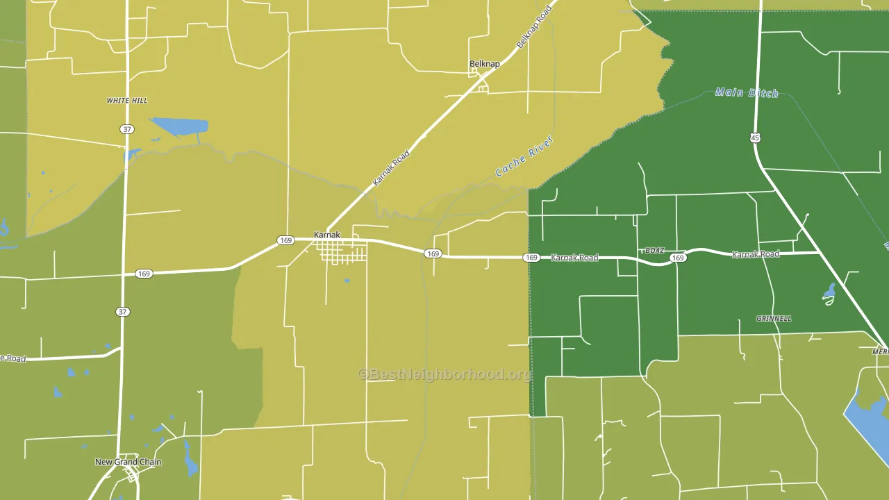 Karnak, IL block-group voter-turnout map