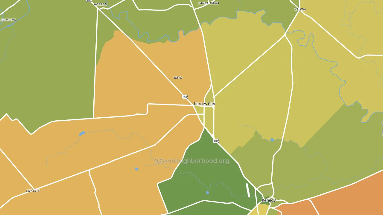 Karnes City, TX block-group voter-turnout map