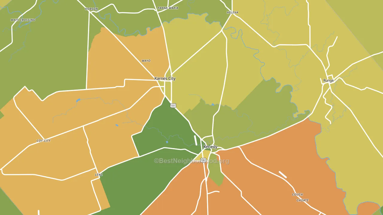 Karnes County, TX block-group voter-turnout map