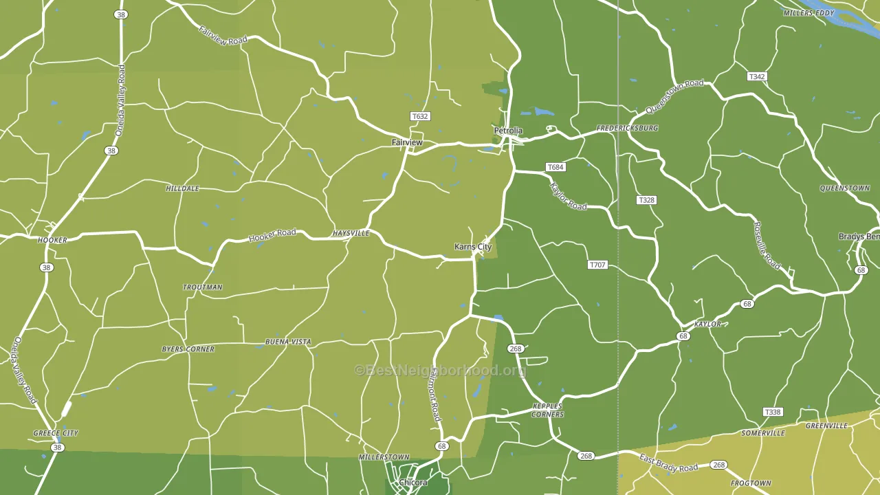 Karns City, PA block-group voter-turnout map