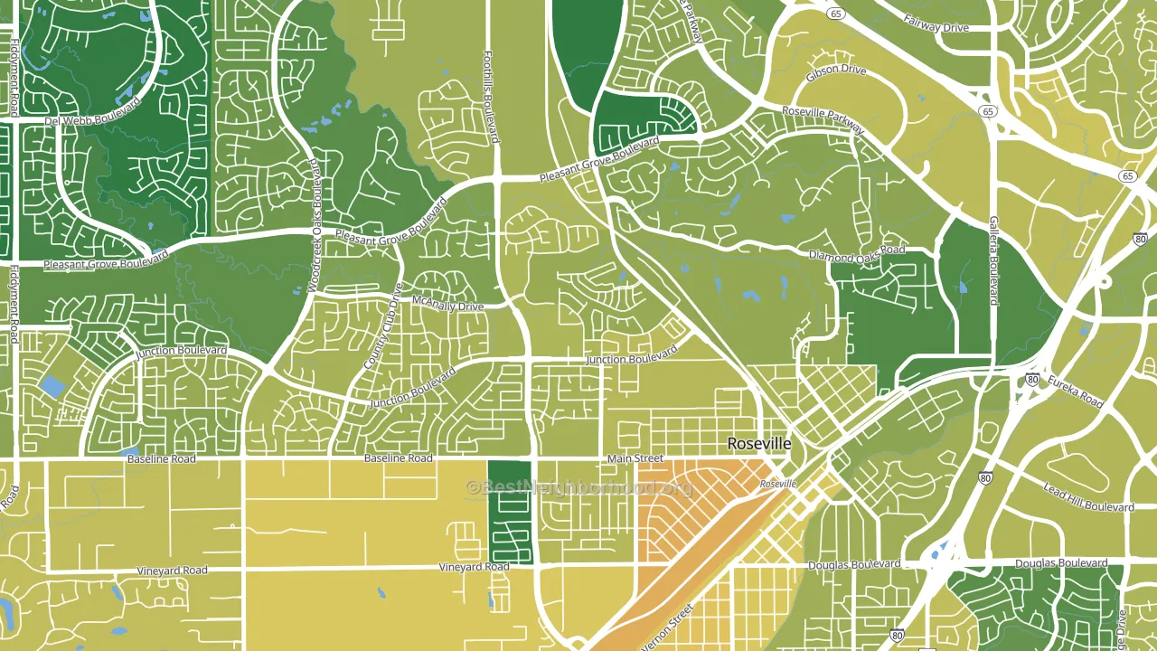 Kaseberg-Kingswood, Roseville, CA block-group voter-turnout map