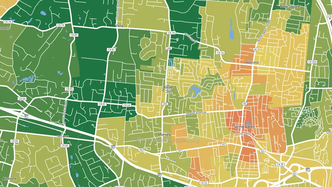 Kaser, NY block-group voter-turnout map