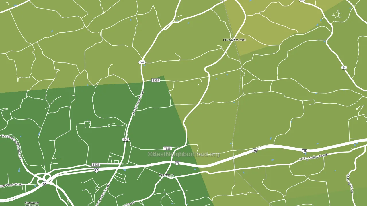 Kaseville, PA block-group voter-turnout map