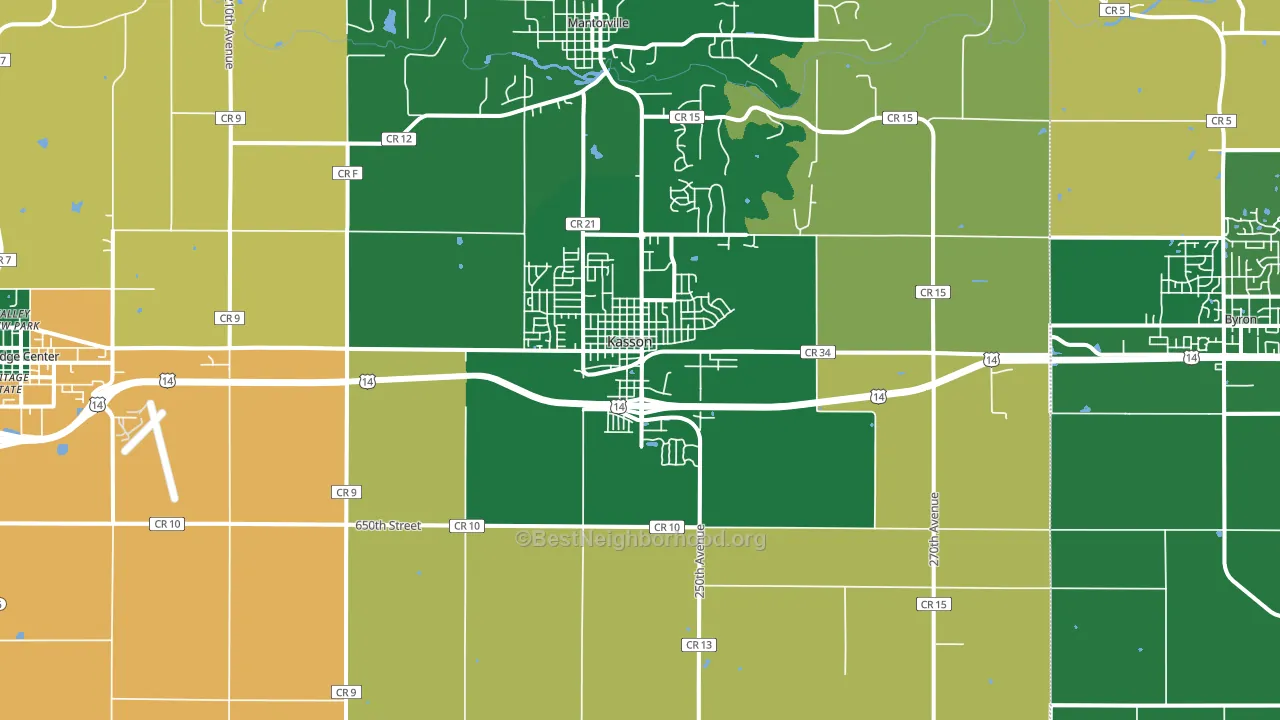Kasson, MN block-group voter-turnout map