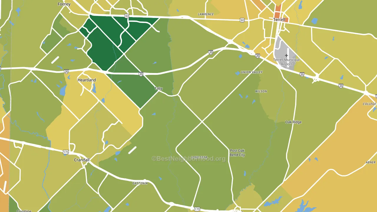 Kaufman County, TX block-group voter-turnout map